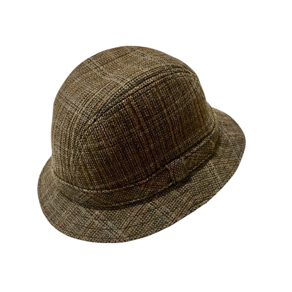 Scala Brown & Tan Wool Blend Fedora Plaid Hat
